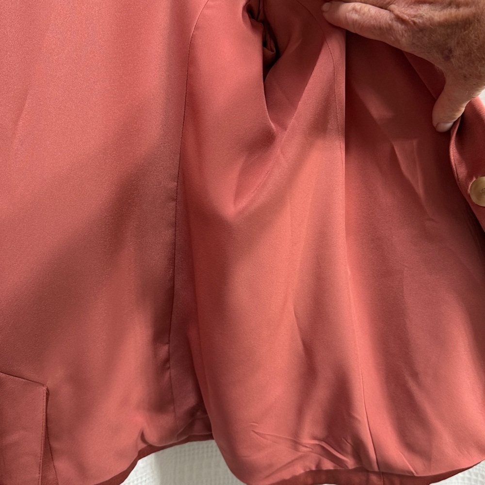 LOFT Satin Coral/salmon Pink Women's Blazer SZ 16P petite holiday wedding luxury - Picture 7 of 10